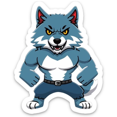 muscular wolf furry wearing a t-shirt that says 'Himbo gunners' sticker