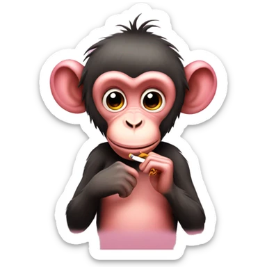 pretty pink monkey smoking  sticker