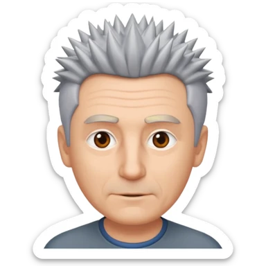 50 yr old white man short spike hair grey sticker
