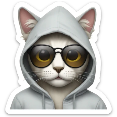 Cat wearing a hoodie and sunglasses  sticker