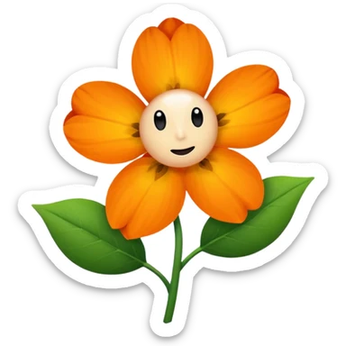 Green stem, white bud with black cartoony face: ;p. And six heart shaped yellowish orange petals sticker