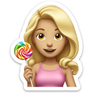 Blonde girl eating a lolly sticker