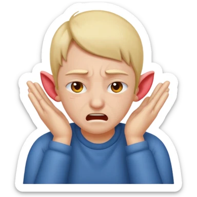 person covering ears, wincing in pain sticker