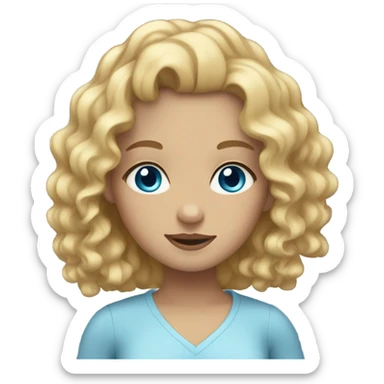 girl with curly blonde hair and blue eyes sticker