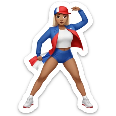 A person twerking with an french flag  sticker