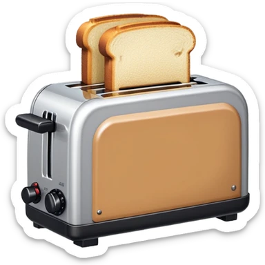 A simple 8-bit pixel art emoji of a toaster with a blocky, retro style, limited colors, and visible square pixels. sticker