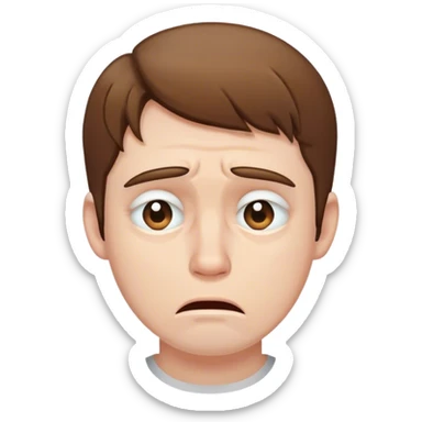 create a crying white man with brown hair sticker