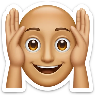 A happy face holding up its two hands in circle over its eyes sticker