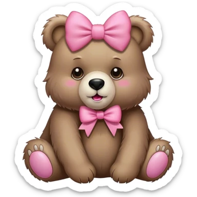 Bear with pink bow sticker