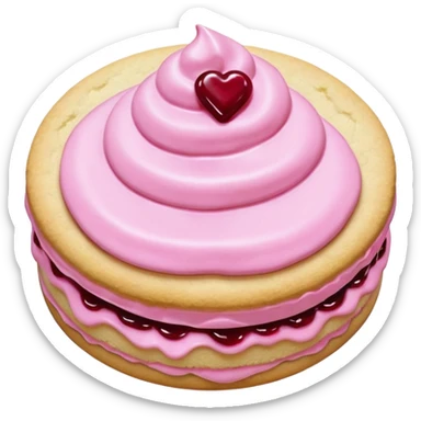 Sugar cookie with pink frosting and a dollop of jam sticker