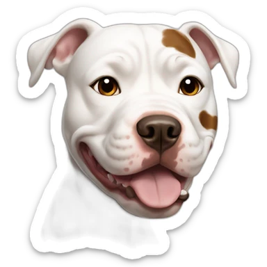 white pitbull dog with big brown spot in the face sticker