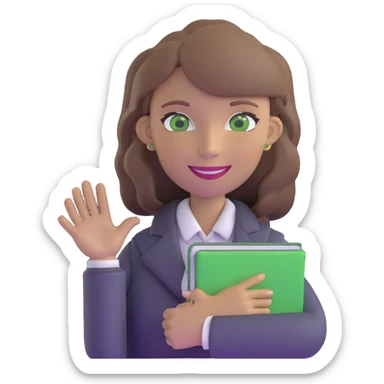happy teacher with light brown hair and green eyes sticker