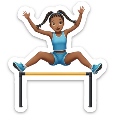 girl with braids jumping over a hurdle  sticker