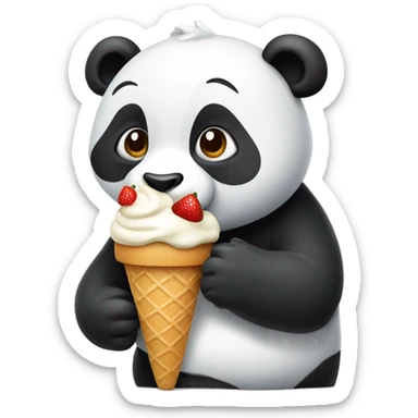Panda eating ice cream sticker