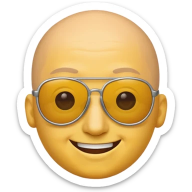 Bald emoji with sunglasses on back of head sticker