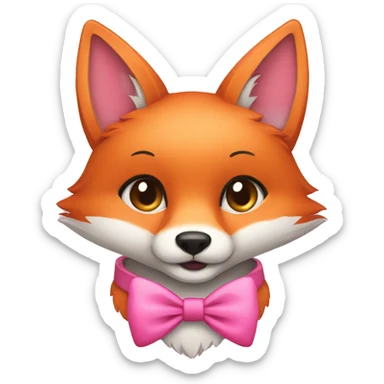 fox wearing a cute pink bow and a pink collar sticker