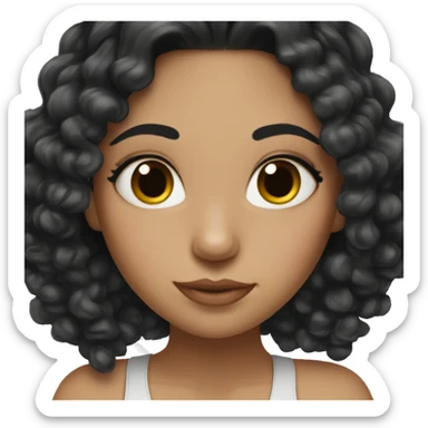 Latina girl with black hair and lashes very pretty light curls sticker