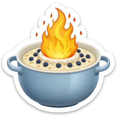 bowl of porridge with fire on top sticker