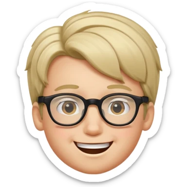 un ragazzo con gli occhiali e capelli in avavnti che fa l'occhiolino ed è felice sticker