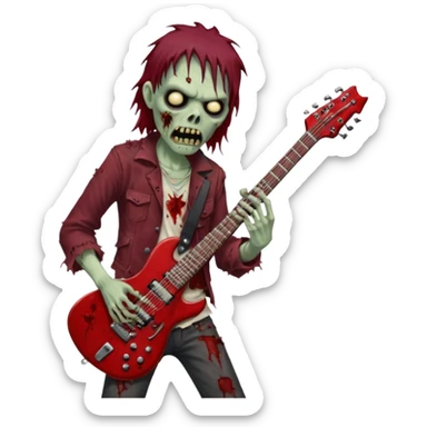 Zombie playing a heavy metal guitar sticker