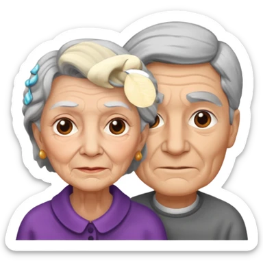 lo mismo que estas haciendo solo coloca alado de la abuela un hombre joven  sticker