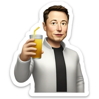 elon musk drinking apple juice sticker