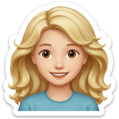 Now, the same girl but with a happy face please with light wavy hair sticker