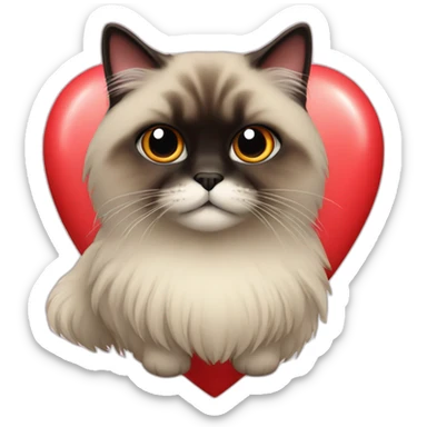 Himalayan cat in red heart sticker