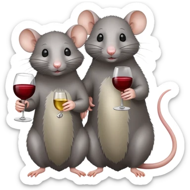 Two rats drinking wine  sticker
