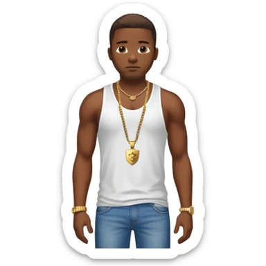 Create a GTA CJ - Carl Johnson from GTA San Andreas emoji for a teams chat but make it more original style to the game - make it more realistic to the GTA San Andreas game graphics sticker