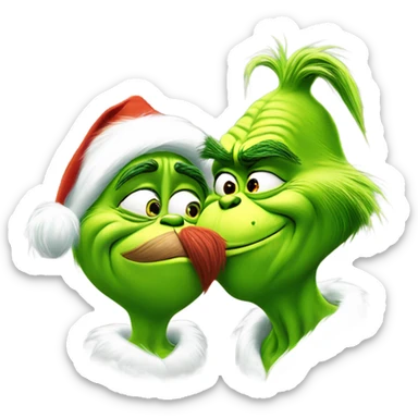 The grinch kissing another grinch sticker
