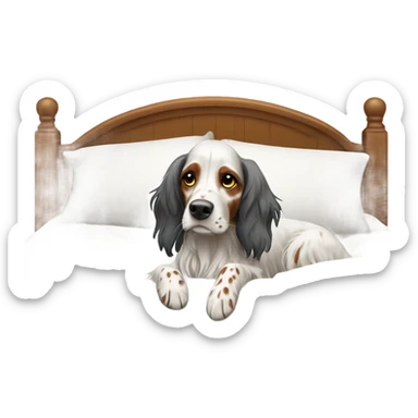 English setter in bed sticker