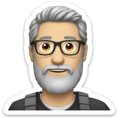 white guy with tall beard and brown hair and glasses sticker