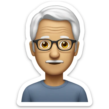 Old man glasses receding white hair sticker