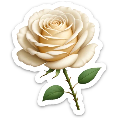 single Cream Tea Rose, straight stem sticker