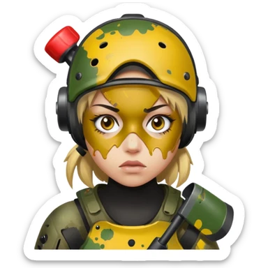 paintball player face girl sticker