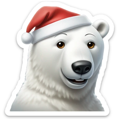 Happy polar bear with a santa hat sticker