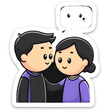 couple embracing with speech bubble saying tumse sticker