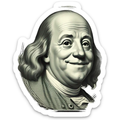 Benjamin Franklin dollar with great smile sticker