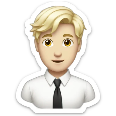 androgynous white boy bang black hair white short black tie sticker