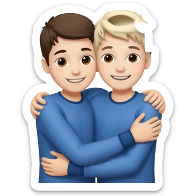 Two boy friends hug white  sticker