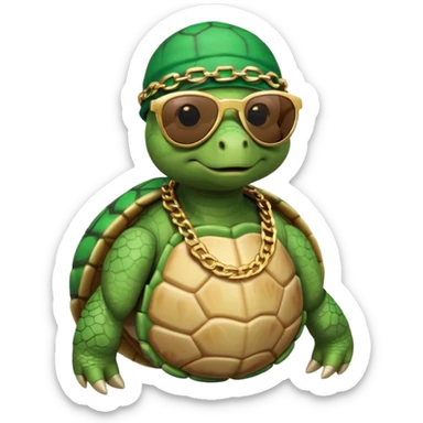 Turtle rapper with chains  sticker