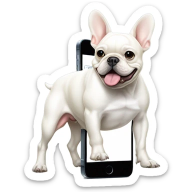White French bulldog peeing on an iPhone  sticker