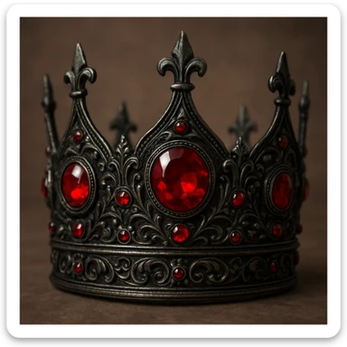 realistic black crown with red gems in a detailed style sticker