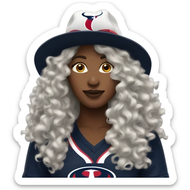 HOUSTON TEXANS hat woman with long curly hair  sticker