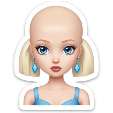 pretty bratz baddie, bald, pale skin, blue eyes sticker