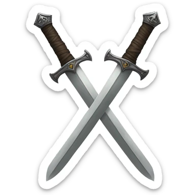 two, broken, minimalist swords sticker