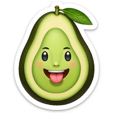 A smiling avocago with its tongue out to the side sticker
