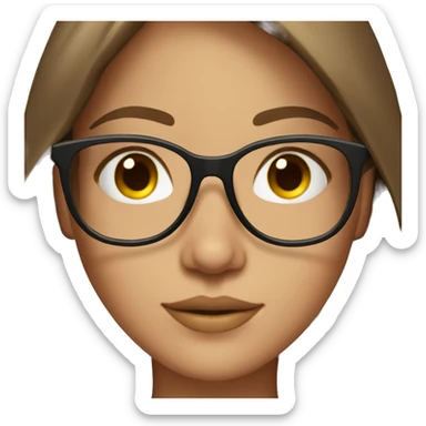 A beauty girl with glasses and brown hair sticker