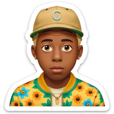 Tyler the Creator rapper with his distinctive style and colorful outfits sticker